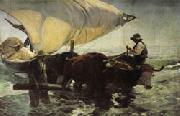 Return from Fishing Towing the Bark Joaquin Sorolla Y Bastida